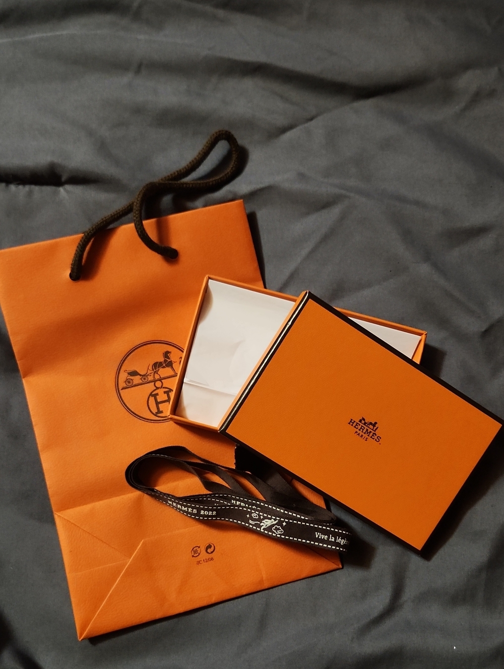 Hermès Orange Gift Box, Bag& Ribbon